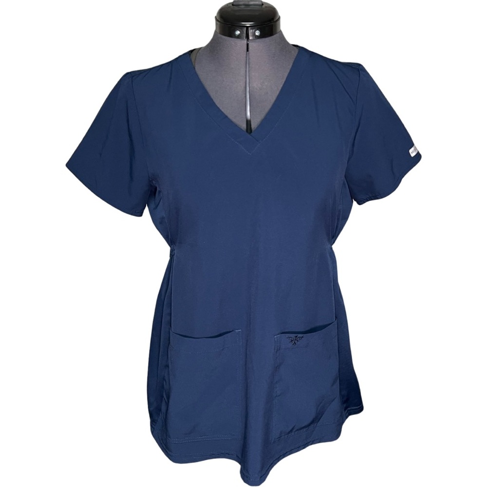 Med couture women’s maternity navy scrub top size small